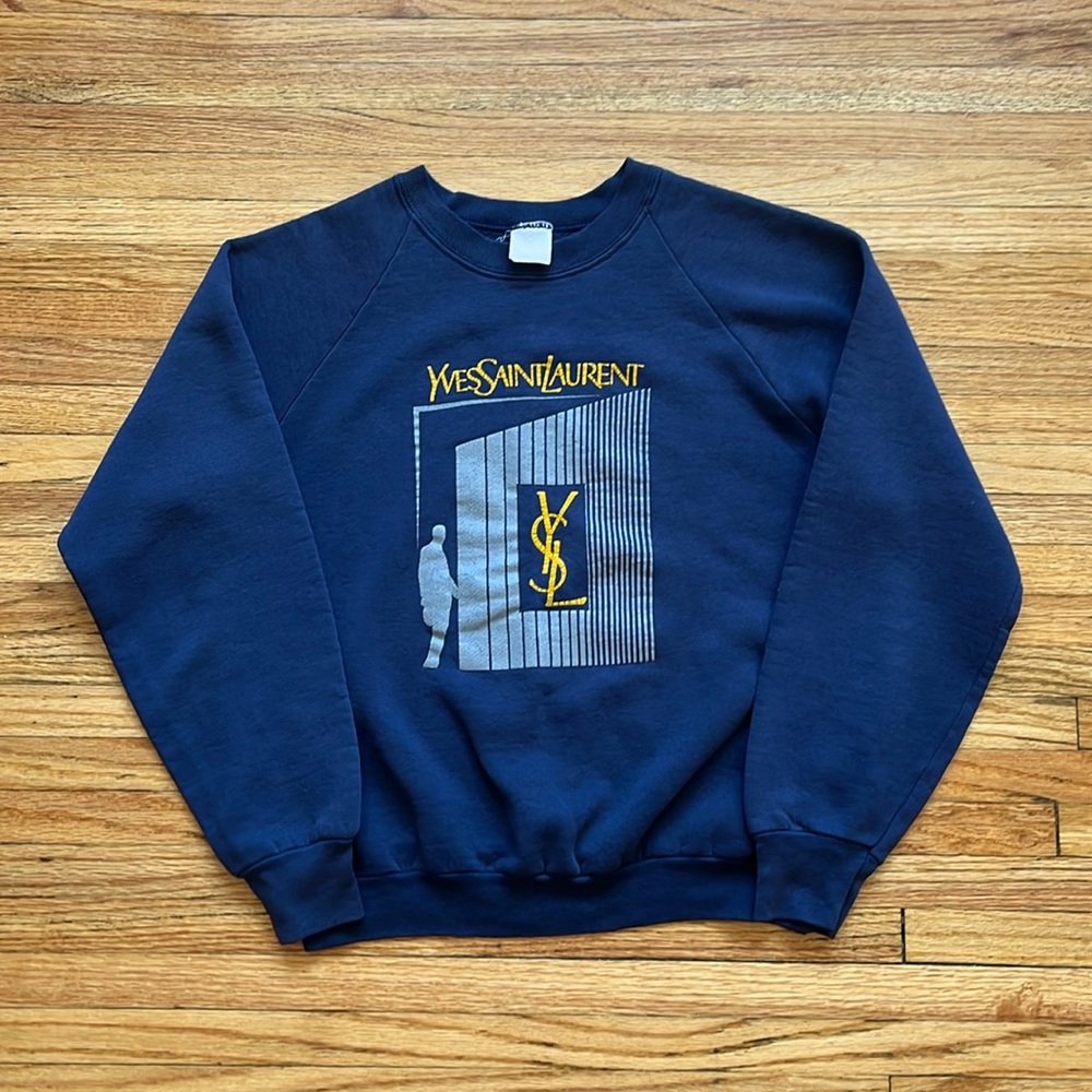Vintage Yves Saint Laurent Bootleg Crewneck / 1980s / Medium